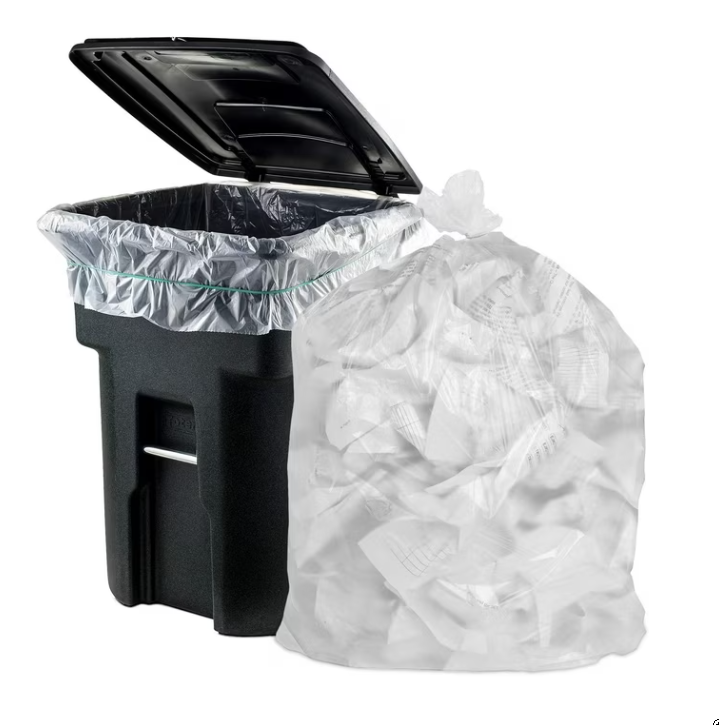 45 Gallon (40″ × 46″) 1.5 Mil Heavy‑Duty Low‑Density Clear Trash Bags – Can Liners, 100 count - Sameday Pack