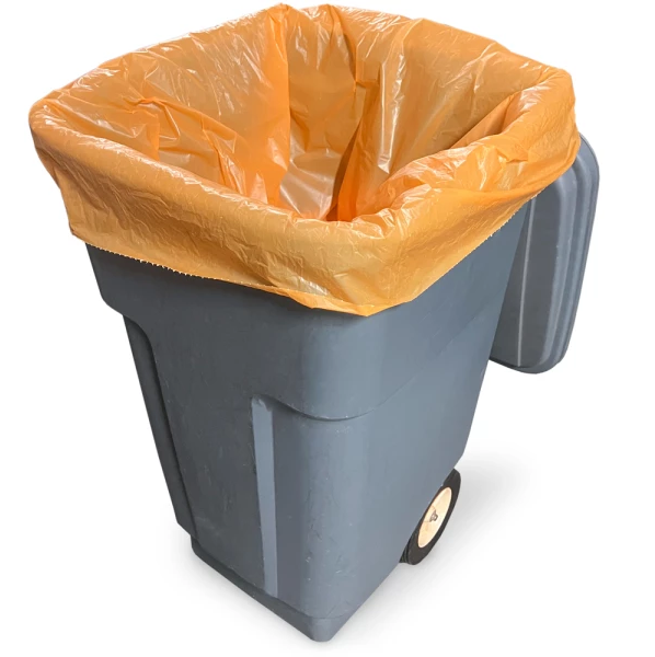 56 Gallon Heavy‑Duty Can Liners – Orange (56 gal), Bulk Rolls - Sameday Pack