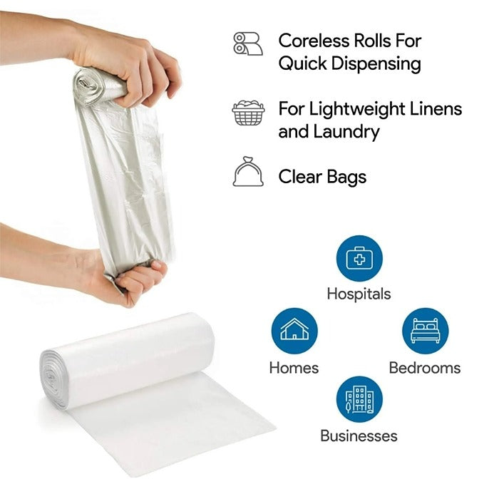 10 GALLON CAN LINER Trash Bags (24″ × 24″) – 1000‑Count (Coreless Rolls, 6-8 Micron) - Sameday Pack