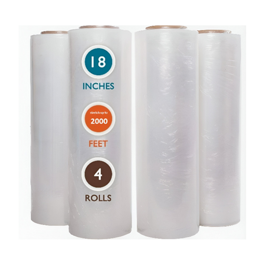 Clear Stretch Wrap  | 4‑Roll Case, Stretch up to 3000ft - Sameday Pack 