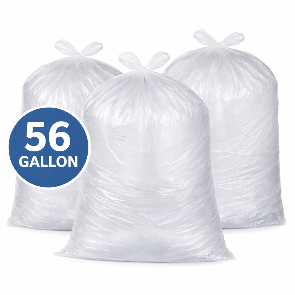 43 in. x 48 in. 56 Gal. Clear Trash Bags (200 count) 16 mic (eq) -Janitorial and Industrial - Sameday Pack 